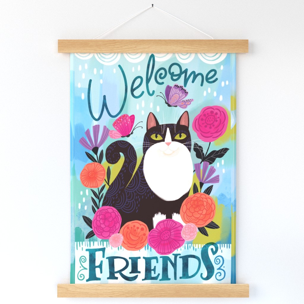 Welcome Friends Happy Cat 