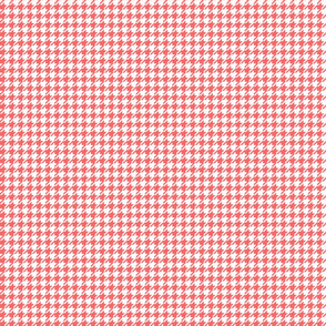 Tiny Coral Pink and White Houndstooth - Small Scale