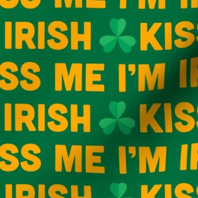 SAINT PATRICKS DAY Kiss Me Im Irish, Saint Patricks Day, Green and Gold, Shamrock, Four Leaf Clover