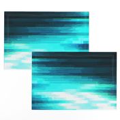 Stripes Digital Glitch Modern Stripes SiFi Technology Static Glitch Geek 7, Teal, Black, Blue, Turquoise, Green, White