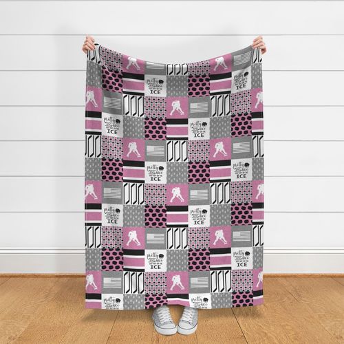 Women's Hockey//USA//Pretty & Nice//Pink - Wholecloth Cheater Quilt