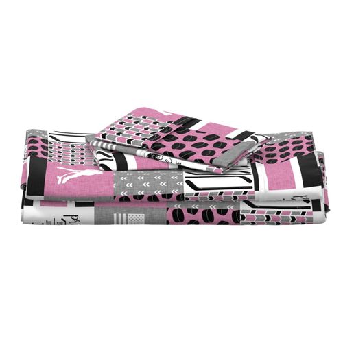 Women's Hockey//USA//Pretty & Nice//Pink - Wholecloth Cheater Quilt