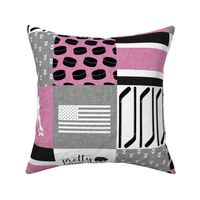 Women's Hockey//USA//Pretty & Nice//Pink - Wholecloth Cheater Quilt