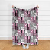 Women's Hockey//USA//Pretty & Nice//Pink - Wholecloth Cheater Quilt - Rotated