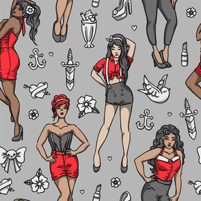Retro Pin-Ups - Black and Red