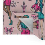 Retro Pin-Ups - Teal and Pink