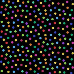 tiny rainbow confetti dots on black