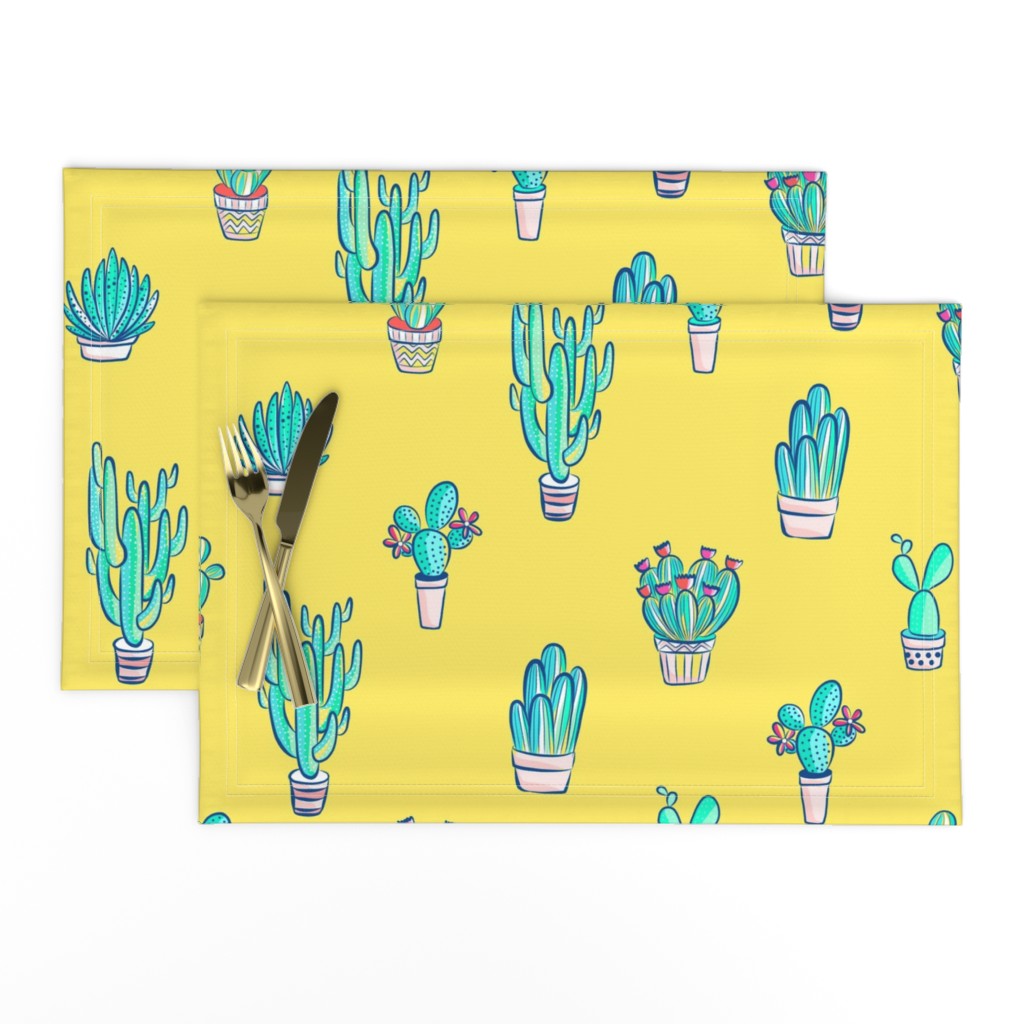 Cute Little Cactus Pattern on Sunny Yellow 