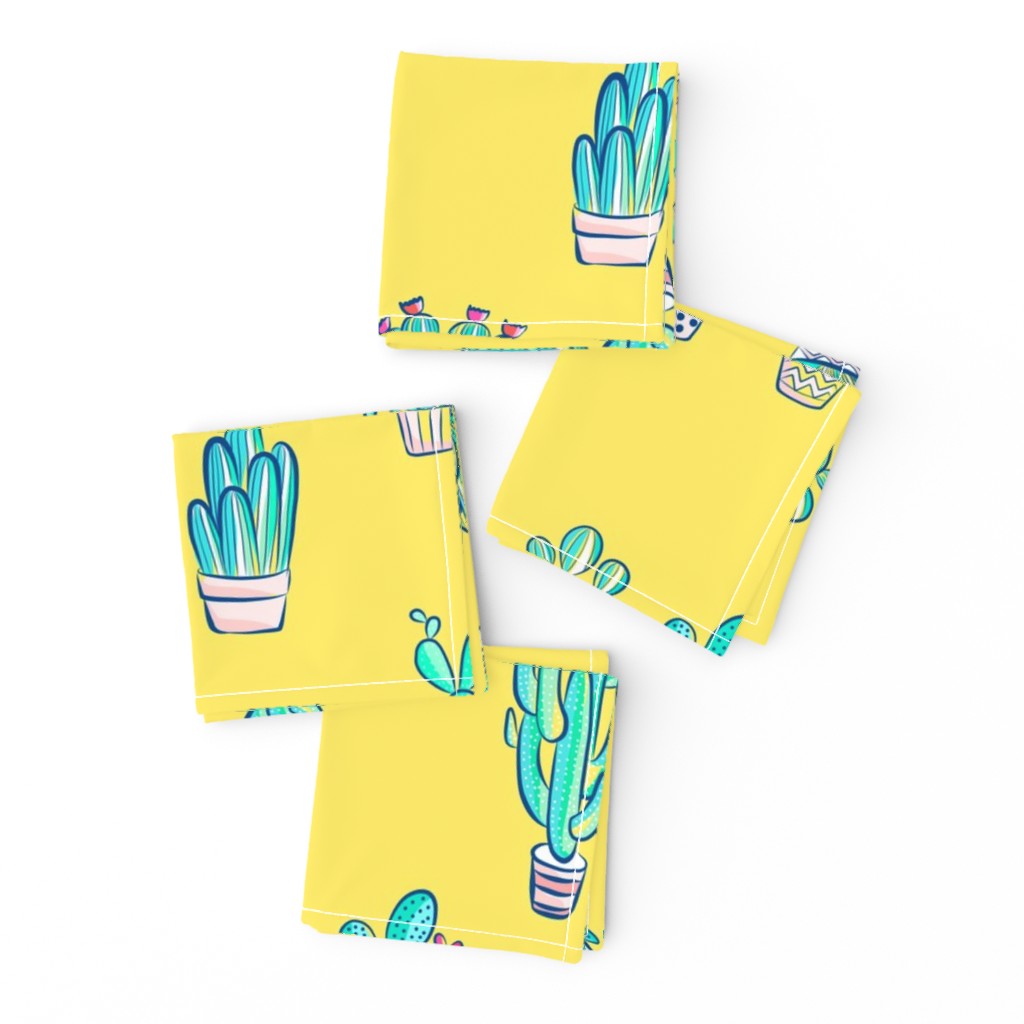 Cute Little Cactus Pattern on Sunny Yellow 