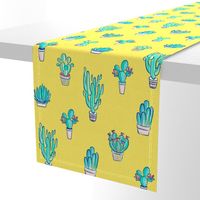 Cute Little Cactus Pattern on Sunny Yellow 