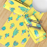 Cute Little Cactus Pattern on Sunny Yellow 