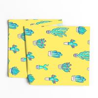 Cute Little Cactus Pattern on Sunny Yellow 