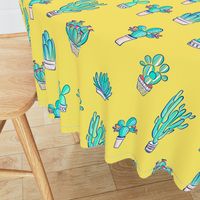 Cute Little Cactus Pattern on Sunny Yellow 