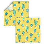 Cute Little Cactus Pattern on Sunny Yellow 