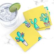 Cute Little Cactus Pattern on Sunny Yellow 