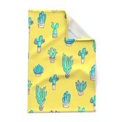 Cute Little Cactus Pattern on Sunny Yellow 