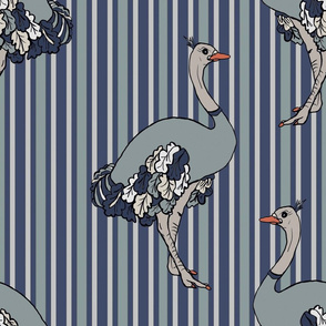 Blue Ostriches In Stripes