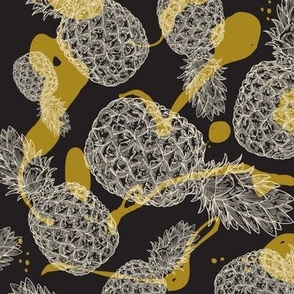 Splashy Pineapple Pattern in Black and Gold