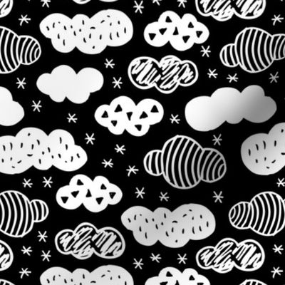 Abstract geometric clouds scandinavian sky winter black and white
