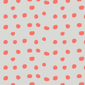 Cute Polka Dots Grey and Coral