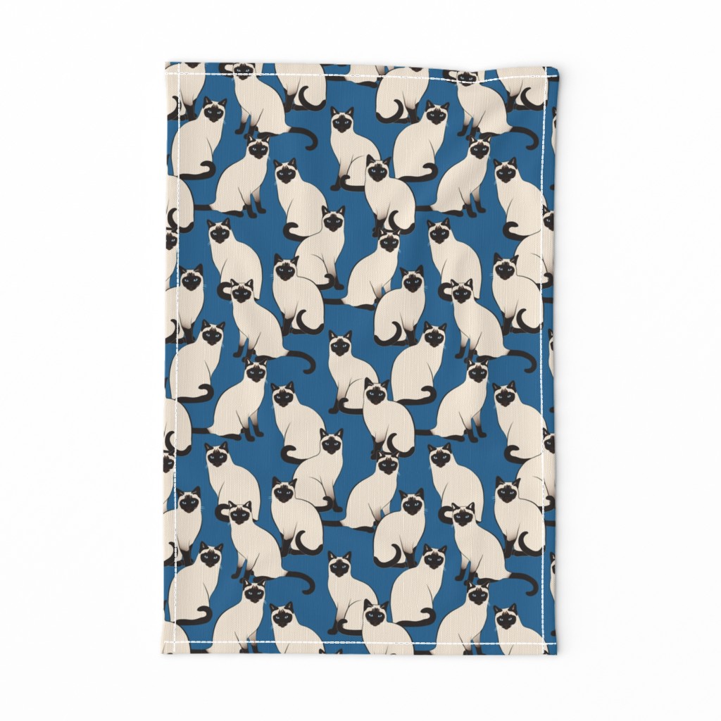 Siamese Cats on Dark Blue