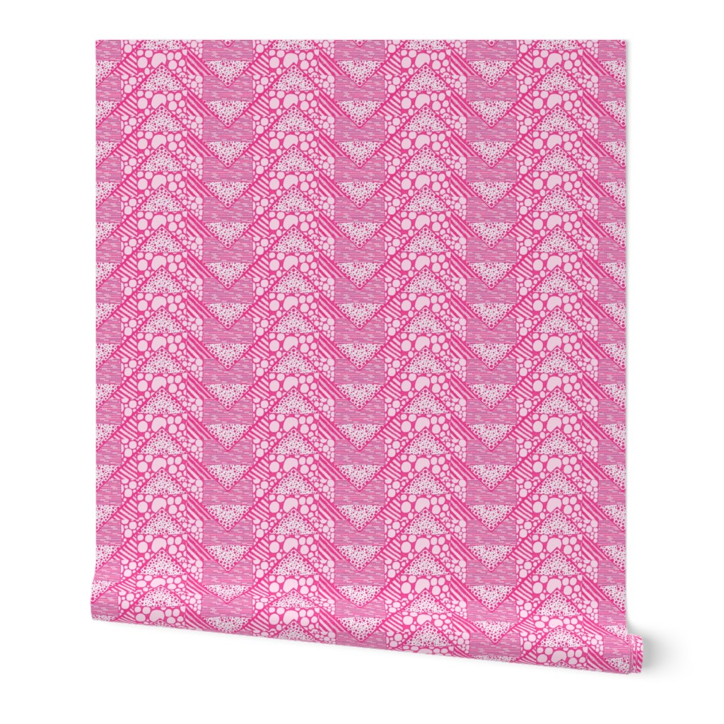 Quilted Batik Chevrons Pink