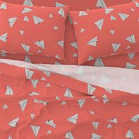 Paper Airplanes in Flight_coral