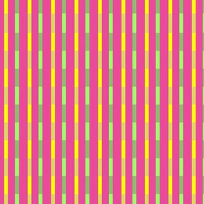 Bamboo Illusion / pink - green - yellow  Stripe 