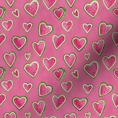 watermelon hearts pink background