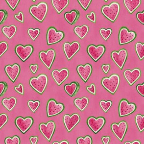 watermelon hearts pink background