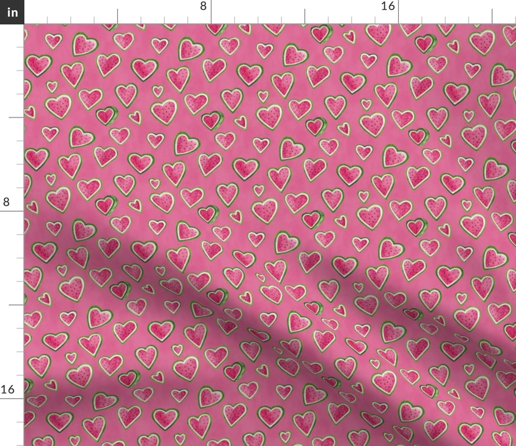 watermelon hearts pink background