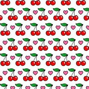 Cute Cherries & Hearts in Red
