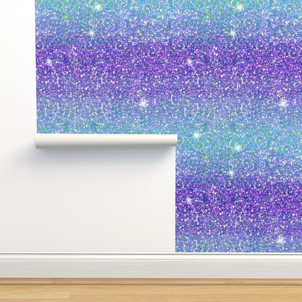 Purple/Aqua ombre glitter Wallpaper | Spoonflower