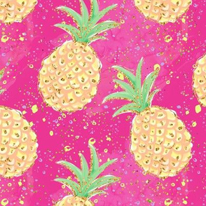 Pineapple on glittered Pink