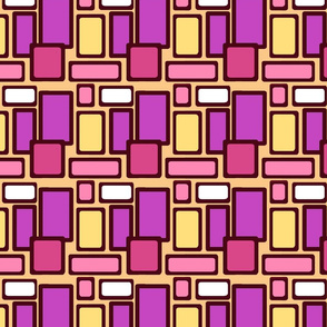 Pink, fuchsia, yellow squares, shapes