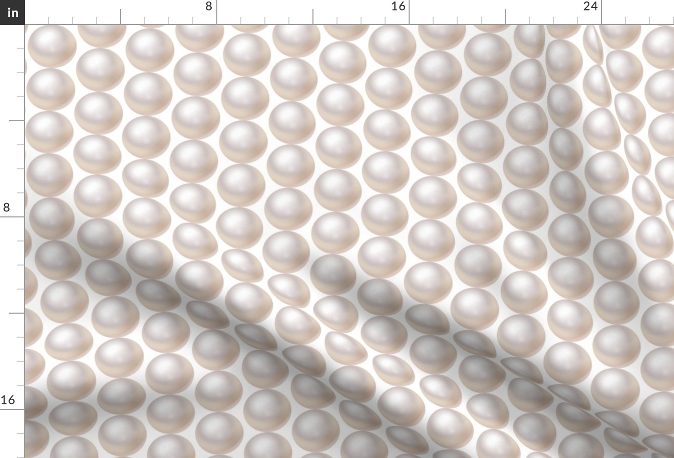 White pearls 3D jewels wedding Fabric