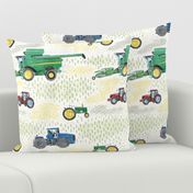 Large Scale Watercolor Tractors on White