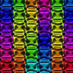 Rainbow Square Gemstones in Black