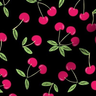 Red Cherries on Black