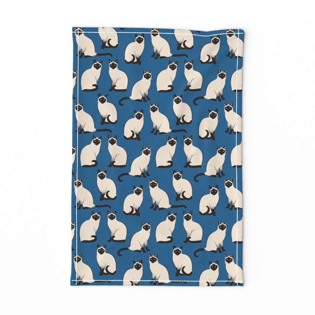 Siamese Cats sparse on dark blue