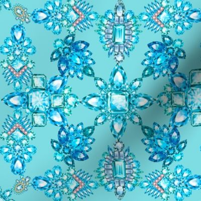 Aquamarine Gemstone Jewel Tiles in Ice Blue