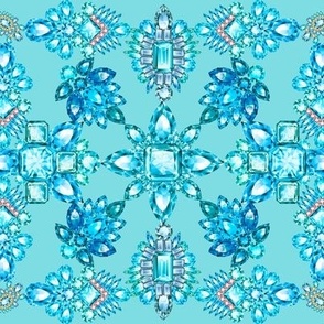 Aquamarine Gemstone Jewel Tiles in Ice Blue