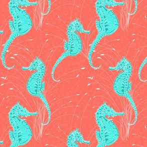  Seahorses Coral Aqua