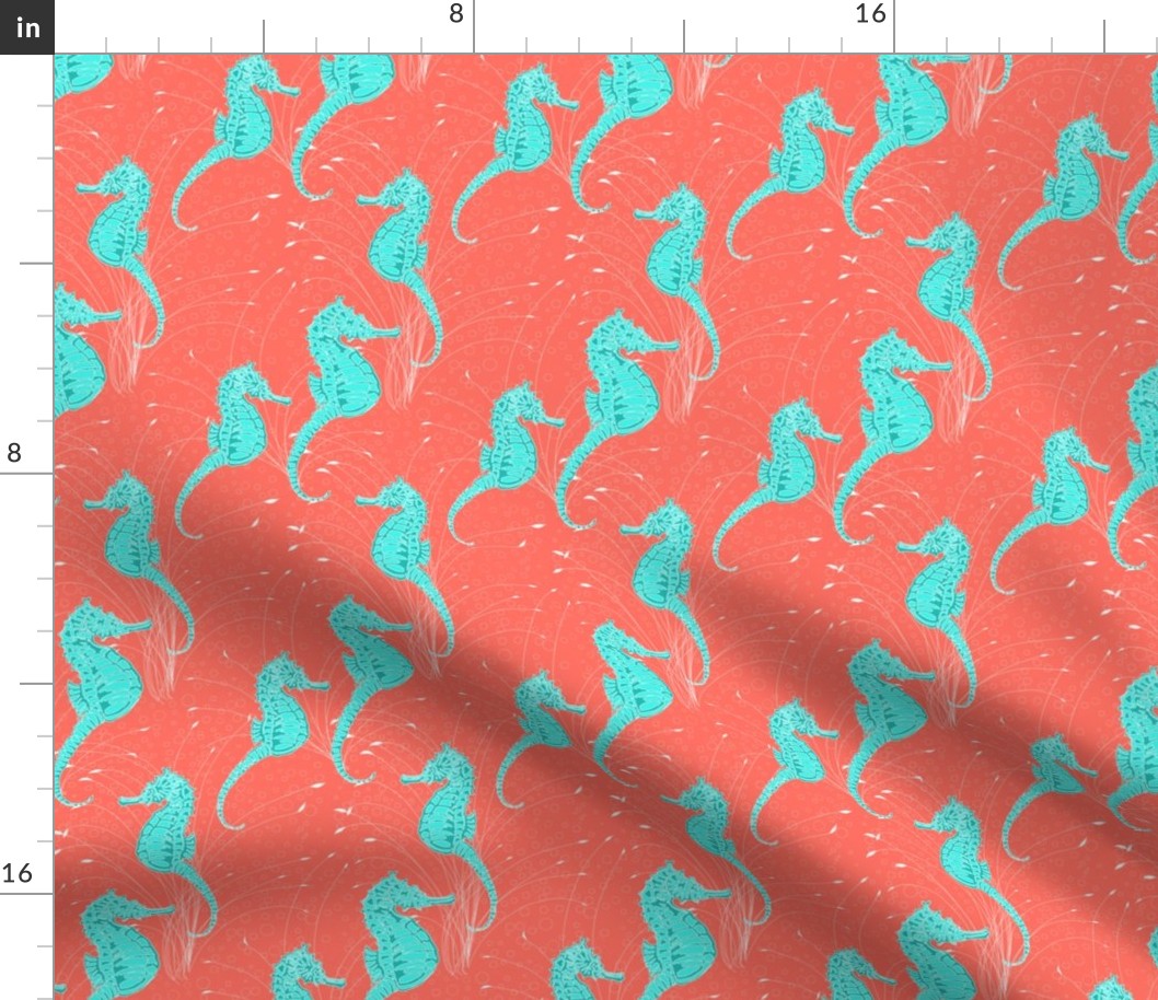  Seahorses Coral Aqua