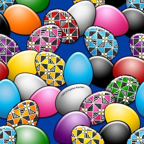 Colorful Triangles Pysanky Eggs Blue