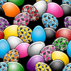 Colorful Triangles Pysanky Eggs Charcoal