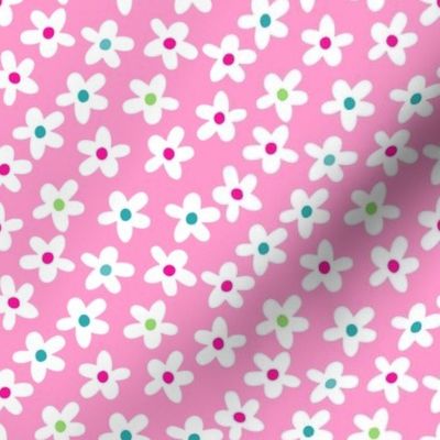 Ditzy Daisy Flowers on Pink