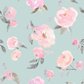 Cute Blue and Pink Floral Wallpaper