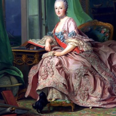 pompadour Marie Antoinette inspired princesses pink bows blue gowns chokers lace baroque victorian dogs pets castle window carpet roses books queen reading sash floral ballgowns rococo portraits beautiful lady woman beauty elegant gothic lolita egl 18th p