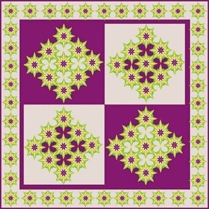 Quilt Block Tile Purple Tan